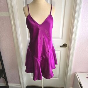 Cinema Etoile Vintage Size M Satin Nightie Lingerie Nightgown‎ Chemise Usa